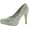 Silver, variant on Round Toe Glitter Mesh Rhinestone Studded Low Platform Pump Heels