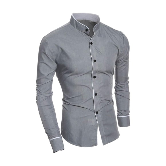 Camisas para hombre, camisas informales de manga larga, ropa informal ajustada con botones, regalo del día para negocios, vestido de boda y M