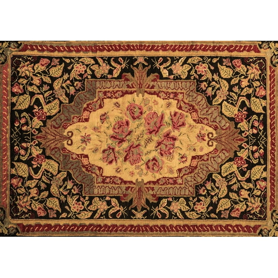 Ahgly Company Indoor Rectangle Medallion Brown French Area Rugs, 7' x 10'