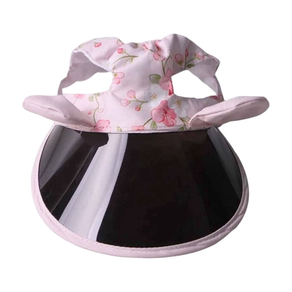 Floral Bunny Ear Pet Sun Visor Hat, Empty Top UV Protection Dog Cat Summer Cap, Adjustable Outdoor Sun Hat for Small Medium Pets