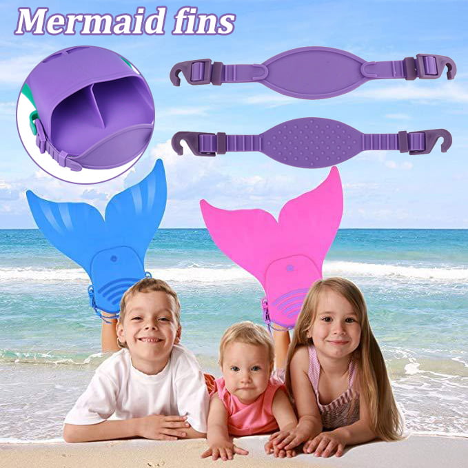 +Free Nose Clip,Earplugs and Swim Cap Yellow Mermaid Flipper,Betterhill Swimming Swim Pool Flippers Swimming Toy Swimmable for Youth 
