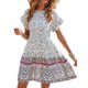 thumbnail image 1 of SAYOO Vestido de manga corta para mujer, estampado floral vintage, cuello redondo, botón trasero, vestido de playa de vacaciones de verano SAYOO  Moda, 1 of 6
