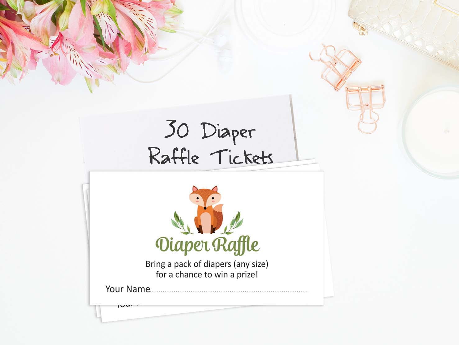 Inkdotpot 30Jungle Animals Baby ShowerDiaper Raffle Ticket Lottery Insert Cards Supplies Games For Baby Shower Party Bring A Pack Of Diapers To Win Favors Gifts And Prizes