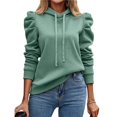 thumbnail image 1 of Sudadera con Capucha de Larga Abullonada y Cordón Ajustable para Mujer, Estilo Informal, para Otoño e Invierno Cian M, 1 of 8