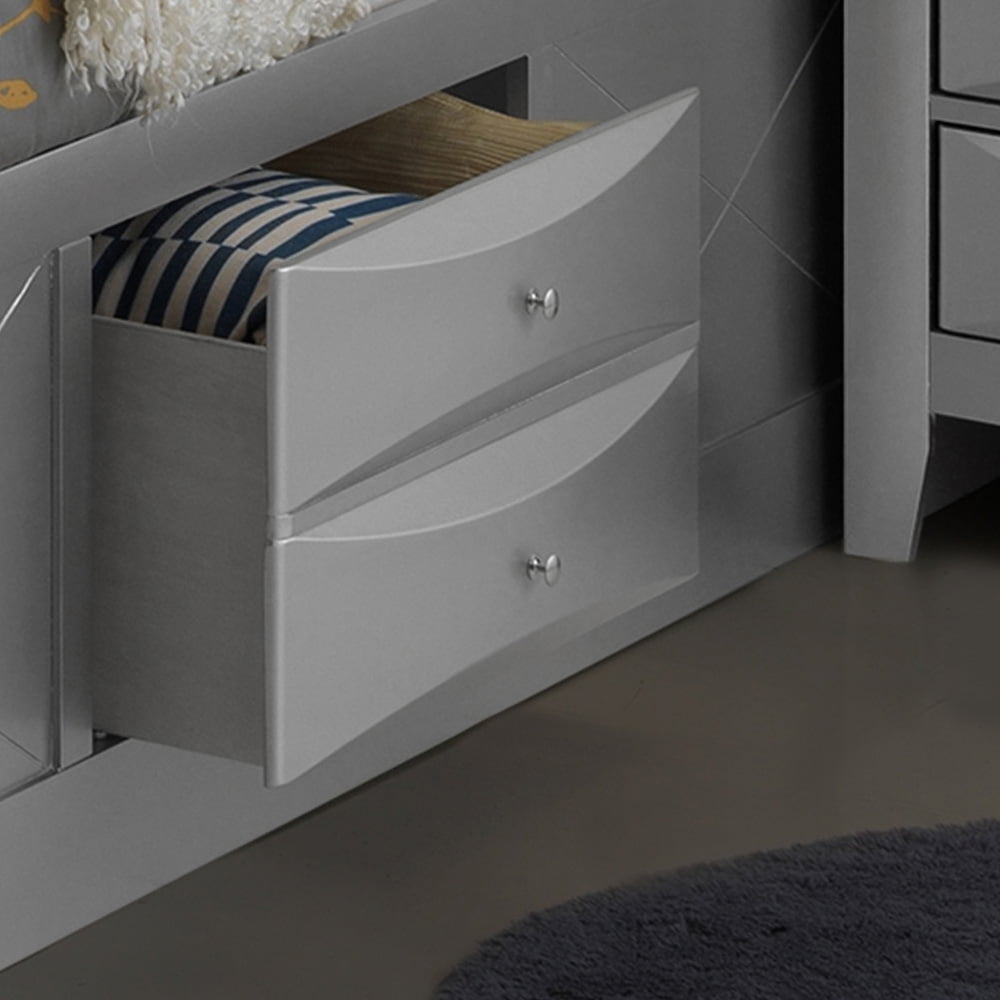 Glory Furniture Marilla Queen Storage Bed in Silver Champagne