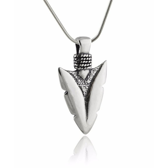 Sterling Silver Arrowhead Spear Pendant Necklace, 18" Snake Chain