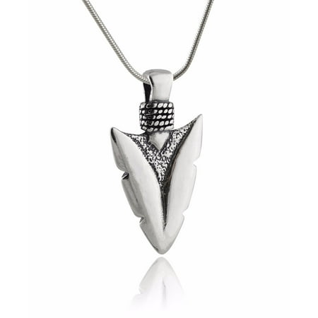 Coiled Snake Pendant - Sterling Silver Arrowhead Spear Pendant Necklace, 18