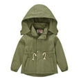 thumbnail image 1 of jjayotai Children's Boys Girls Waterproof Hooded Jacket Cotton Lining Raincoat Coats Green 4-5 Years, 1 of 9