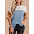 thumbnail image 2 of Eytino Womens Tops Summer Short Sleeve Crewneck Shirts Tops Color Block Lightweight Tunic Top, 2 of 5