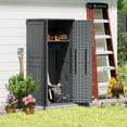 thumbnail image 4 of EHHLY Freestanding Garage Storage Cabinet, 28 Cu Ft Resin Utility Cabinet with 4 Adjustable Shelves, Lockable Waterproof Organizer for Garage, Patio, Backyard, Sage Gray, 4 of 8