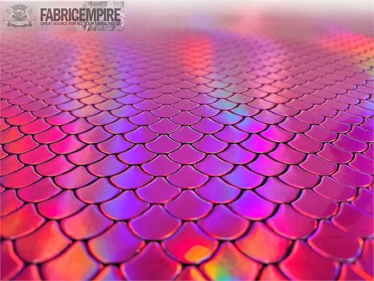 Holographic Mermaid Fish Scale Glossy Embossed Vinyl Fabric Fuchsia / 54" Wide / Sold By The Yard