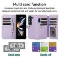 thumbnail image 7 of SaniMore for Samsung Galaxy Z Fold 4 (7.6" 2022) Case, PU Leather Zipper Cash Pocket, Crossbody Lanyard for Girls Women Card Slots, Stylish Shockproof Anti-drop Shell For Galaxy Z Fold 4, Purple, 7 of 7