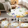 thumbnail image 6 of Spring Floral Round Rug 6ft Washable Circle Kitchen Rugs Non Slip Hydrangea Sunflowers Butterflies Watercolor Large Area Rug Indoor Floor Carpet for Bedroom Living Room Home Office Dining Room, 6 of 7