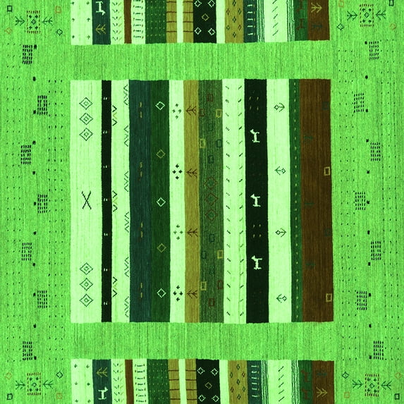 Ahgly Company Indoor Square Abstract Green Contemporary Area Rugs, 8' Square