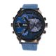 thumbnail image 1 of EeaseMX Oulm 3548 Reloj de pulsera de cuarzo para hombre y niño, con esfera redonda grande y doble horario, correa de tela (azul), 1 of 7