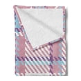 thumbnail image 2 of Checkered Soft Flannel Fleece Throw Blanket, Antique Clothing Pattern Design with Retro Display English Culture, Cozy Plush for Indoor and Outdoor Use, 50" x 60", Lilac Purple Pale Blue, by Ambesonne, 2 of 5