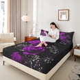 thumbnail image 4 of Manfei Dreamy Purple Flower Full Size Sheets, Rose Floral Bed Sheets, Romantic Anniversary Sheet Sets, Ultra Soft Home Decor, 4pcs, 4 of 7