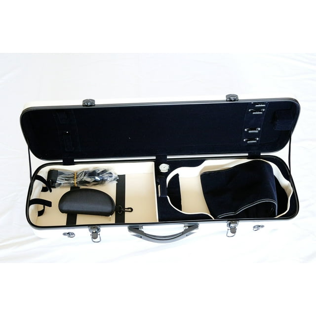 Vio Music 4/4 Full Size Sturdy Hightech Suspension Violin Case Oblong (White)