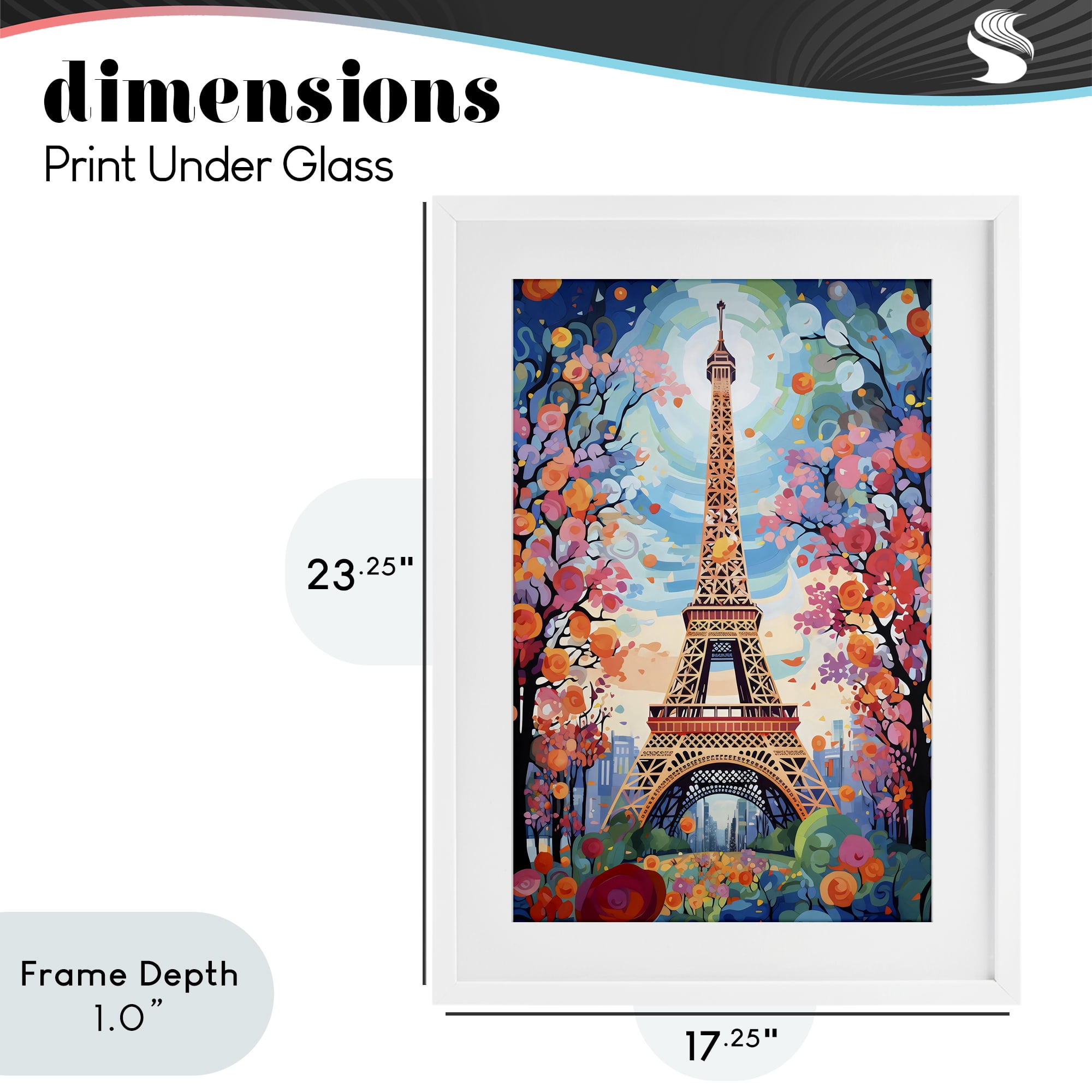 Stupell Industries Eiffel Tower Nighttime Bloom White Framed Print Under Glass, design by Creative Studio