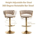 thumbnail image 4 of Set de 3 taburetes de bar Riknuxi de terciopelo beige giratorios, 4 of 7