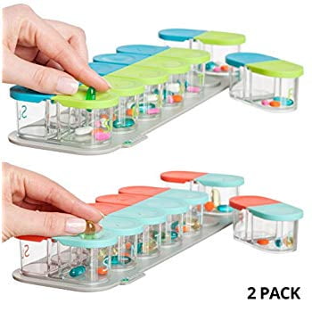 2 Pack Bundle - Sagely Smart Weekly Pill Organizer - Sleek AM/PM Pill Box with 7 Day Travel Containers and Free Reminder App (Green/Blue & Mint (Best Pill Reminder App Iphone)