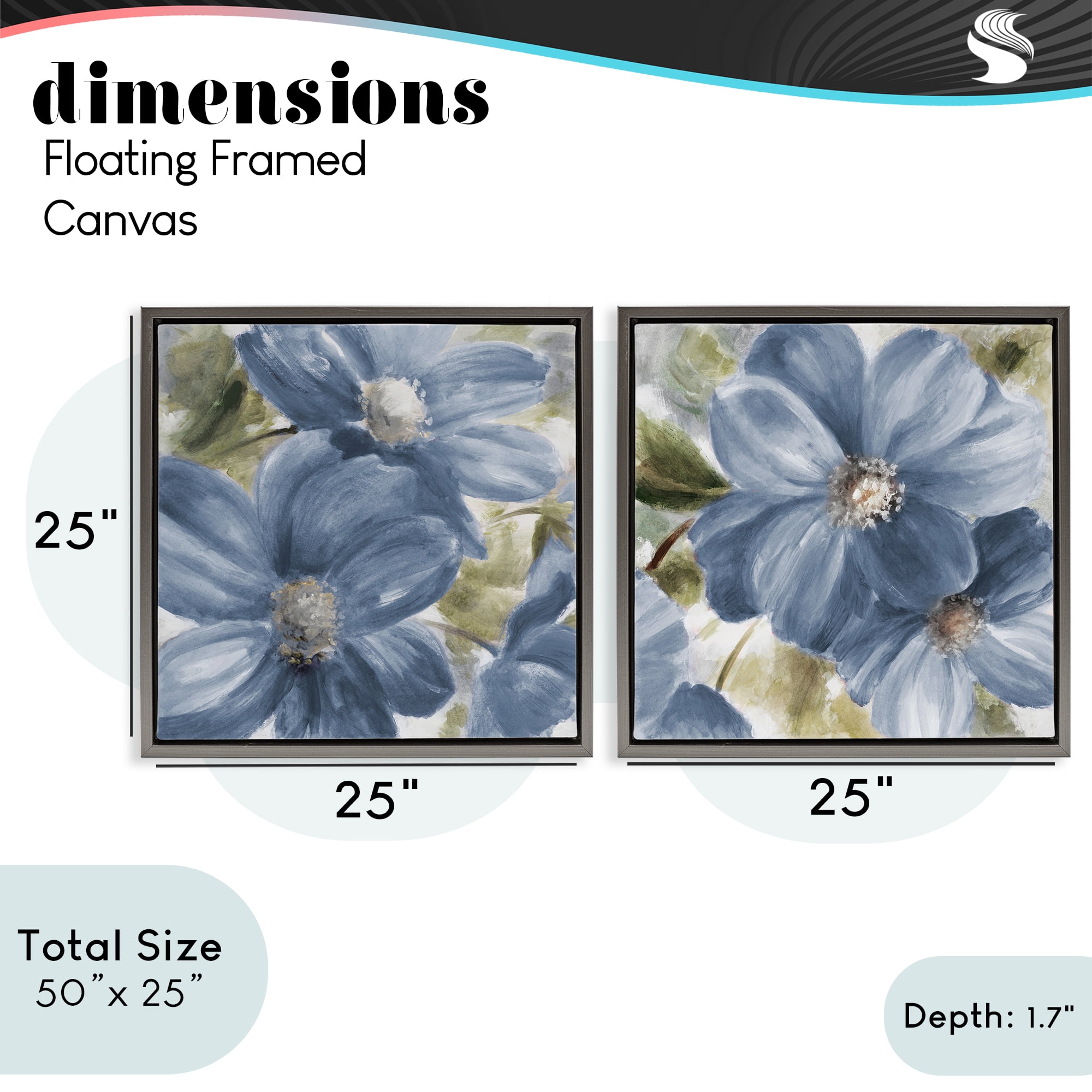 Stupell Industries Floral Walk in Beauty 2 Piece Gray Framed Floater Canvas Set, design by Lanie Loreth