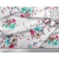 thumbnail image 2 of Soimoi Green Polyester Crepe Fabric Leaves & Floral Print Sewing Fabric BTY 42 Inch Wide, 2 of 3