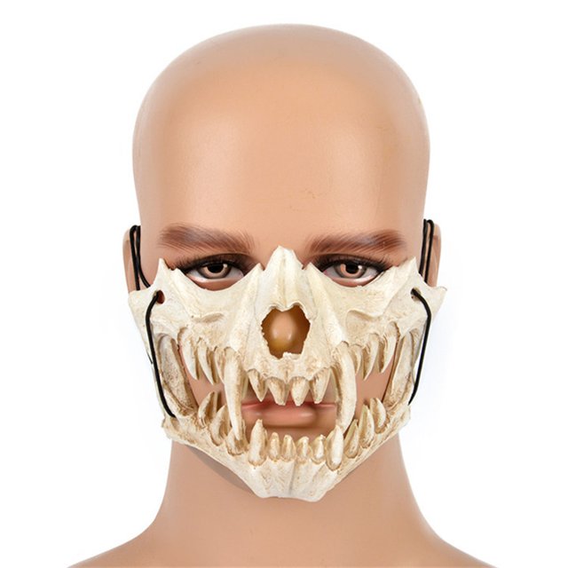 Máscara de látex de Halloween, media máscara de esqueleto, máscara de Cosplay para fiesta temática de animales de Halloween Unisex