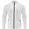 thumbnail image 2 of Men's Sport Track Jacket Full Zip Workout Athletic Fitness Running Jackets for Training Quick Dry Lightweight Tennis Gym Shirts Size M-2XL White, 2 of 3