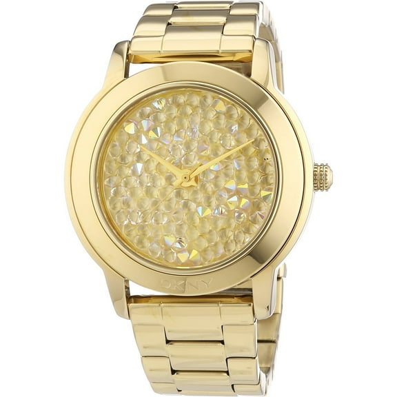 DKNY NY8437,Ladies Dress Elegant,Stainless Steel case & Bracelet,Gold Tone,Crystal Accented dial,50m WR