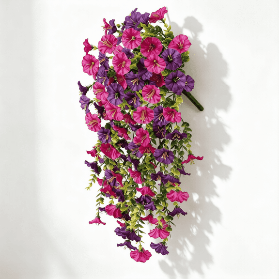 29.52-Inch Artificial Eucalyptus and Morning Glory Hanging Flowers, Lightweight Faux Vine for Garden, Yard, Window Box and Home Decoration