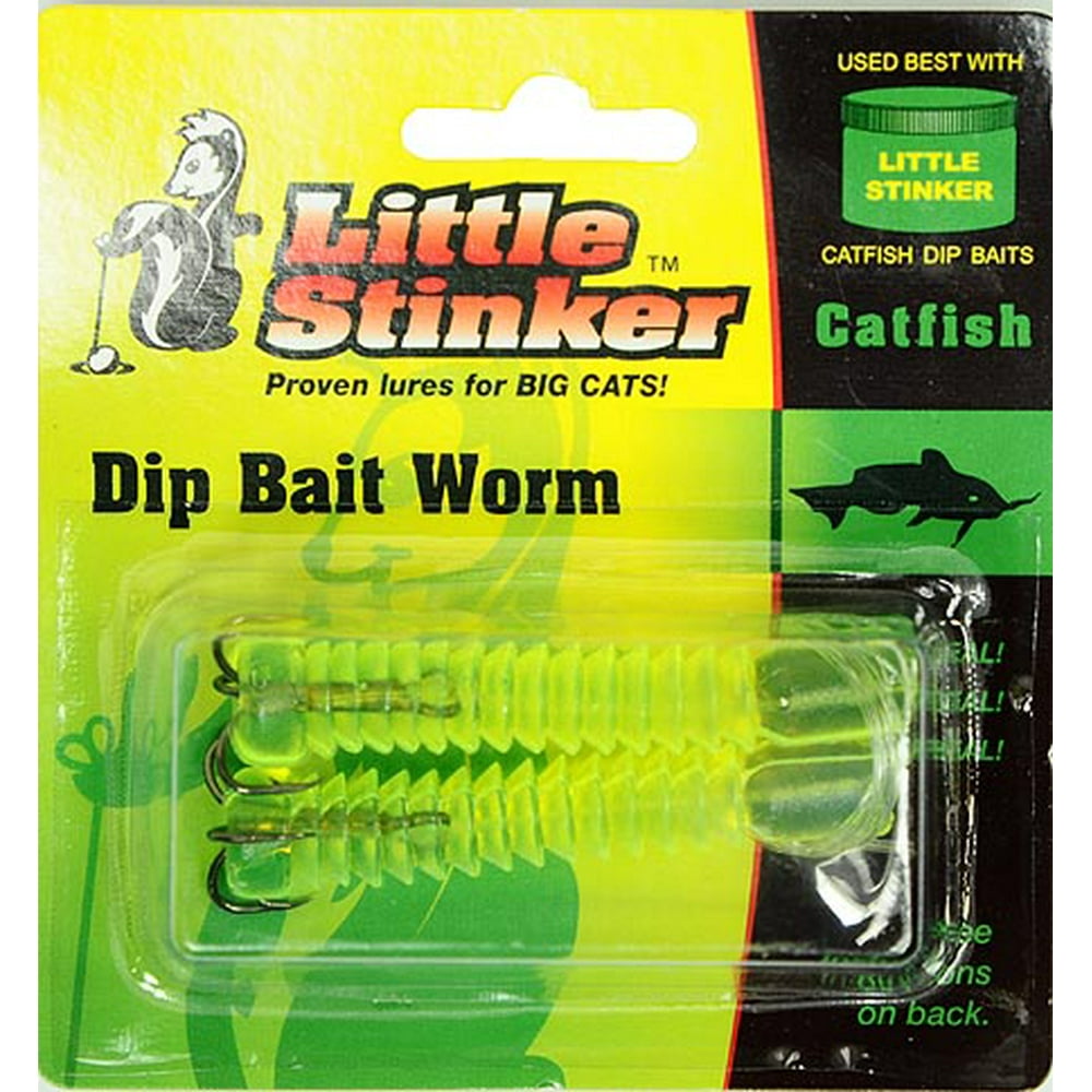 Little Stinker Dip Worm Bait Fishing Lure, Chartreuse, 2 Count, KLDW