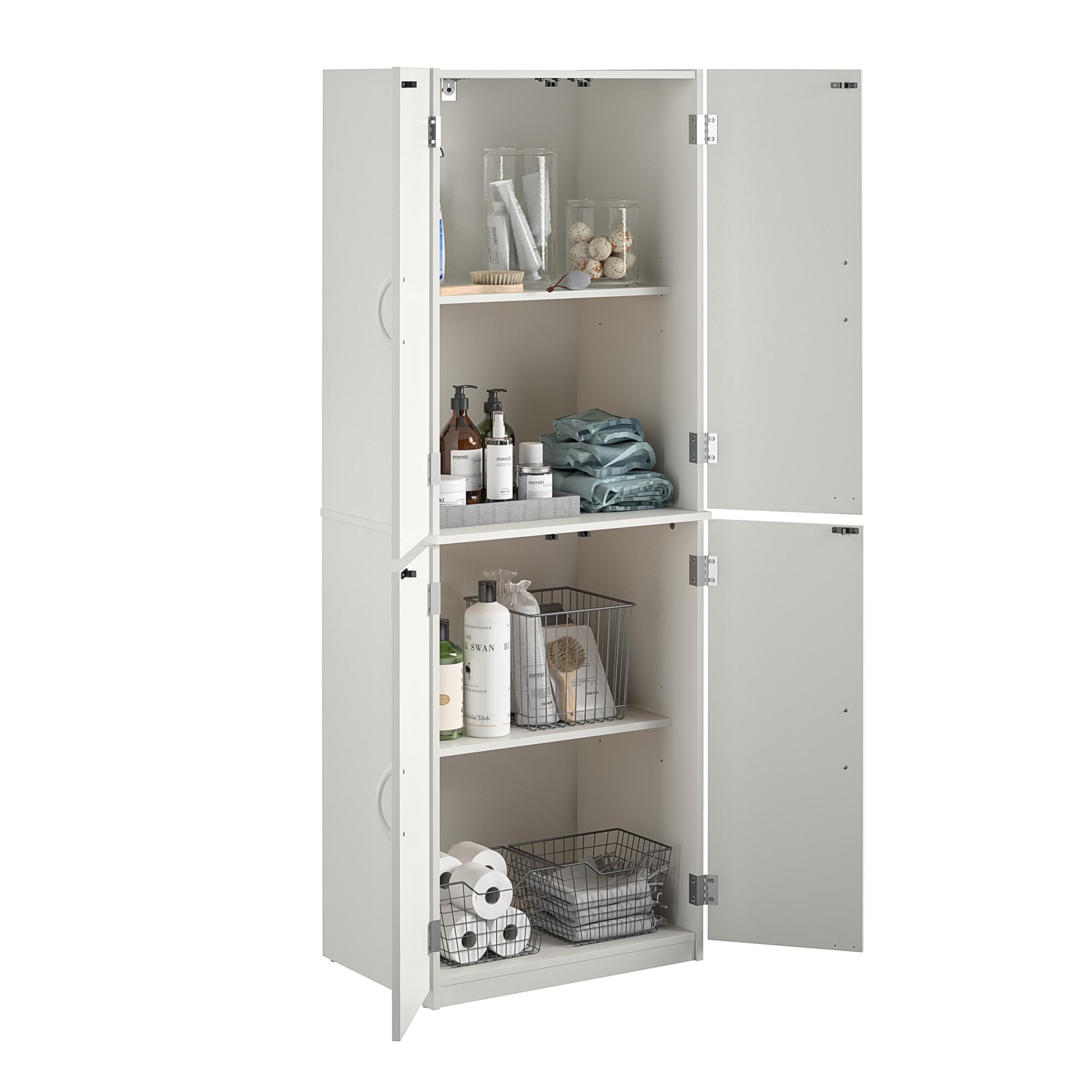Mainstays 4-Door 5-Foot Storage Cabinet with Adjustable Shelves, White Stipple - image 4 of 17