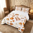 thumbnail image 3 of Erosebridal Pumpkin Coffee Queen Comforter Set 3 Pieces,Cozy Fall Comforter Sets Queen,White Orange Brown,Reversible,1 Comforter and 2 Pillowcases, 3 of 6