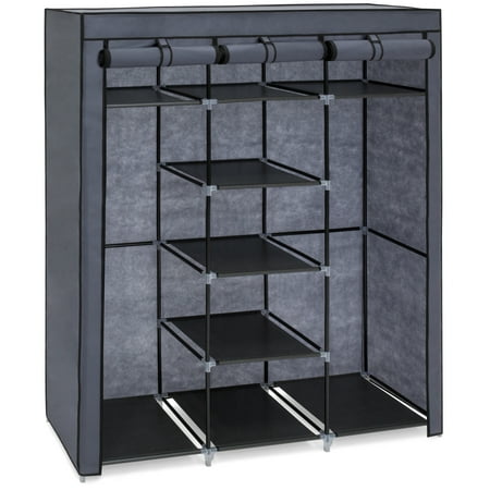 Best Choice Products 9-Shelf Portable Fabric Closet Wardrobe Storage Organizer w/ Cover and Adjustable Rods - (Best Wardrobe Malfunction Pics)