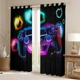 thumbnail image 2 of Feelyou 3D Gamepad Boys Curtains Pack of 2 (42x84 Each), Psychedelic Galaxy Curtains Blackout, Neon Honeycomb Geometric Bedroom Curtains, Window Curtains Room Decor, 2 of 6
