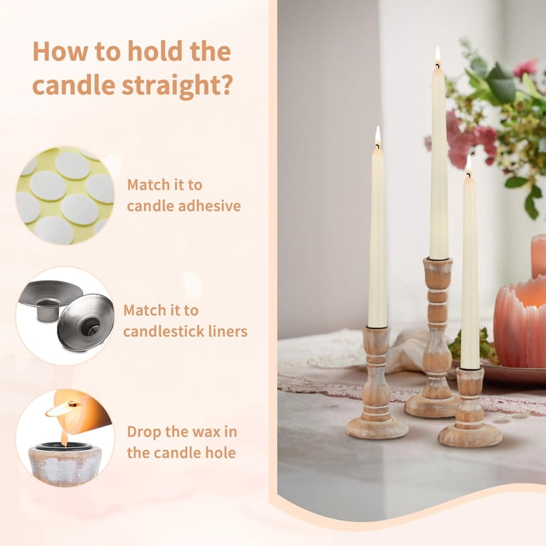 Nuptio Wooden Farmhouse Taper Candlestick Holders, Set of 3 photo 2