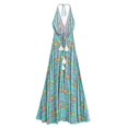 thumbnail image 2 of Women Wild Floral Print Backless Sexy Beach Bohemian Maxi Dress Lady High-Low Tassel Strapless Vacation Boho Dress, 2 of 6