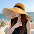 thumbnail image 2 of Fgnfyis Lady Wide Brim Sun Hat with Chin Strap Bow for Spring Summer Travel Outdoor Sun Protection Hats for Women Yellow, 2 of 4