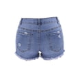 thumbnail image 3 of Yunliwuli Women’s Fashion Washed Distressed Jeans Personality Solid Color Ripped High-waist Denim Shorts, 3 of 10