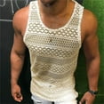 thumbnail image 2 of Mens Tank Top Beach Men Fashion Casual Solid Sleeveless Hollow Out Knitting Round Neck Vest, 2 of 6