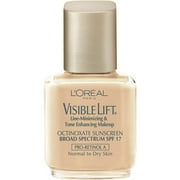 L'Oréal Paris Visible Lift Line Minimizing & Tone Enhancing Liquid Foundation with SPF 17, 107 Natural Beige, 1.25 Oz.