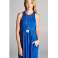 thumbnail image 4 of maxi dresses for women solid lightweight long racerback sleeveless w/pocket -turquoise (large), 4 of 6