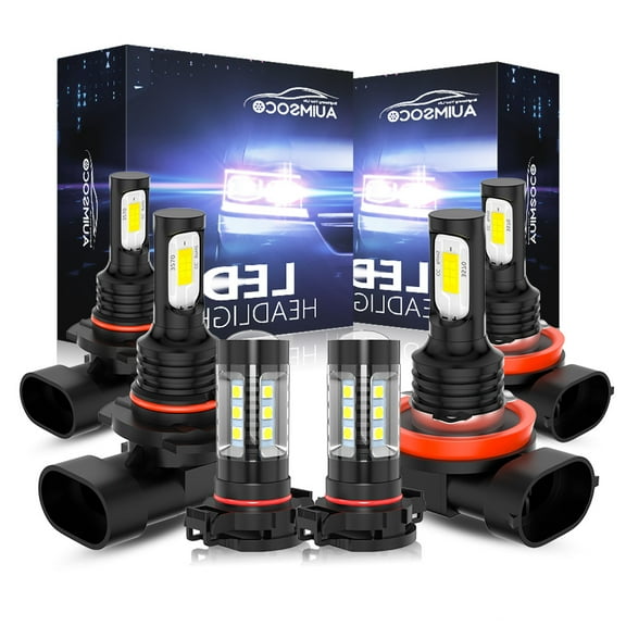 9005 H11 H16 LED Headlight Hi-Low Beam Fog Light Combo For 2007-2014 Chevy Suburban Tahoe, 6000K Cool White 4000LM Super Bright High Power Lamps, Easy Install, Plug-N-Play Halogen Replacement