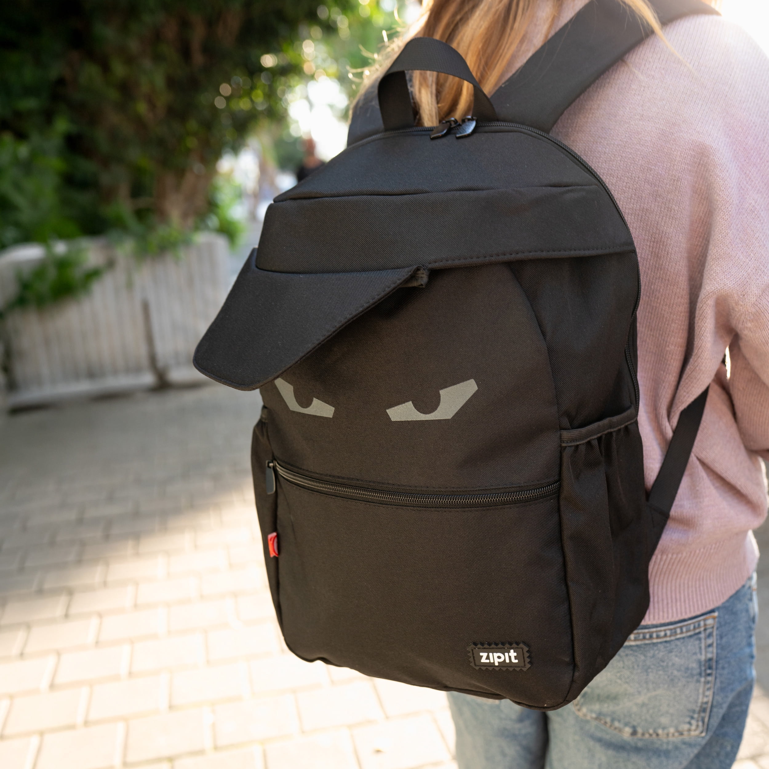 ZIPIT Capster Backpack for Boys, Large Capacity School Bag with Laptop Compartment, Durable Kids and Teen Backpack with Side Pockets, Black