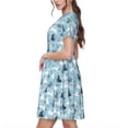 thumbnail image 2 of Balery Black White Gray Rabbit Vestidos sueltos de manga corta para mujer, vestidos de verano 2025, vestidos casuales de corte A con vuelo., 2 of 6