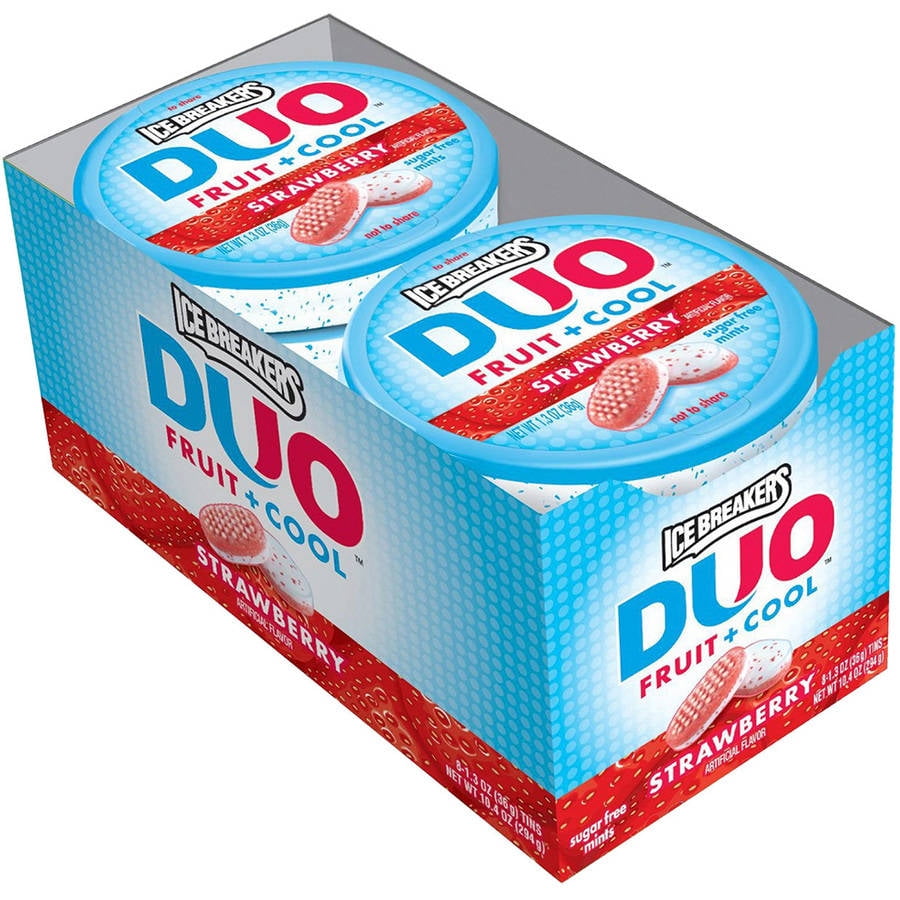 Ice Breakers Duo Strawberry Sugar Free Mints, 1.3 oz, 8 count by