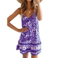 thumbnail image 4 of Vestido Corto Sin Mangas Con Estampado Floral Vestido Mujer Con Cuello En V Ropa De Verano, Morado, S Scienceny AP002157-06, 4 of 5