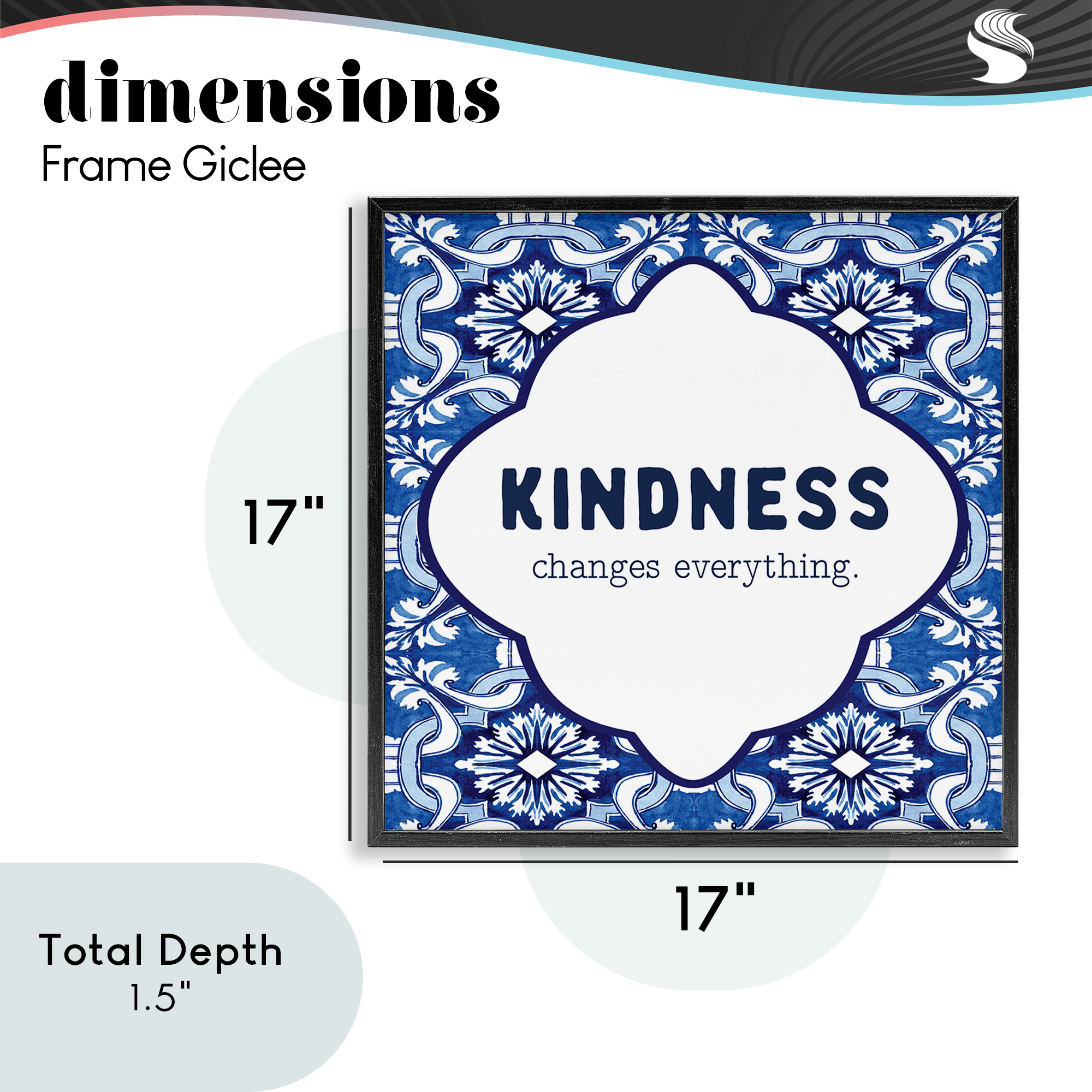 Patterned Kindness Changes Everything Black Framed Giclee Art, design by Lettered and Lined