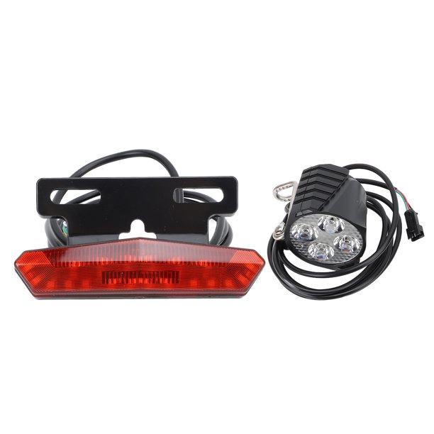 Juego De Faros Y Luces Traseras Para Bicicleta Eléctrica, LED 24-48 V, Faro De Seguridad, Señal De , Luz Trasera Brillante Con Botón De Interruptor De Bocina Para Bicicletas